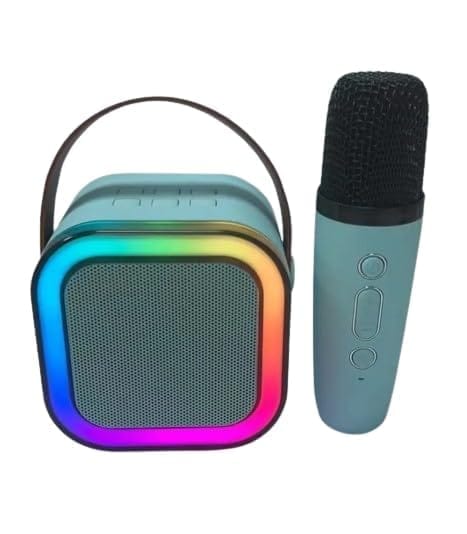 Wireless Karaoke Speaker with Intelligent Noise Reduction and Omnidirectional Sound with Colourful Light Effect (Square)