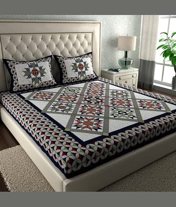 ABHACLOTHO Cotton 1 Double Bedsheet with 2 Pillow Covers ( Multicolor )