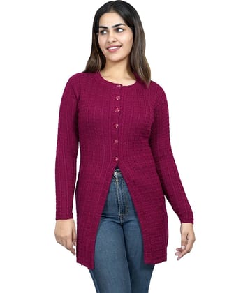 Ogarti Woollen Purple Buttoned Cardigans - Single