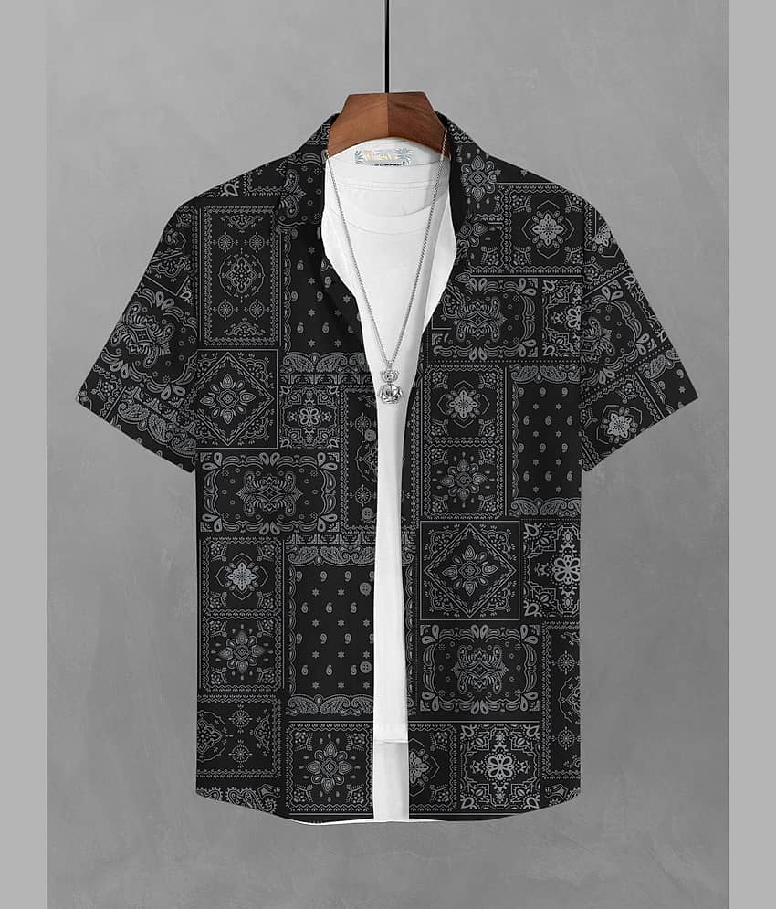 BULLMER Trendy Regular Fit Printed Causal Shirt for Men - Pack of 1 Black