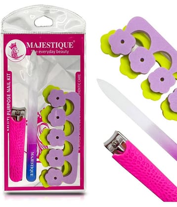 Majestique Multi Purpose Nail Kit with Glass Filer, Fingernail & Toenail for women, Men - Multicolor