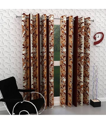 Panipat Textile Hub Floral Semi-Transparent Eyelet Door Curtain 7 ft Pack of 2 -Multi Color