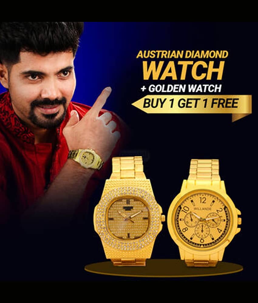 Fadiso Fashion Gold Stainless Steel Analog Men's Watch
