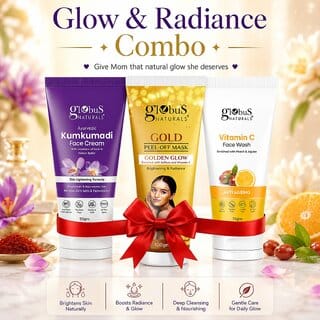(Combo of 3) Globus Naturals Vitamin C Face Wash (75g) With Gold Peel Off Mask (100ml) and  Kumkumadi Face Cream (50g)