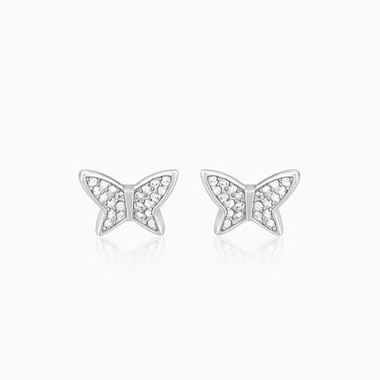 Silver Zircon Shining Butterfly Studs
