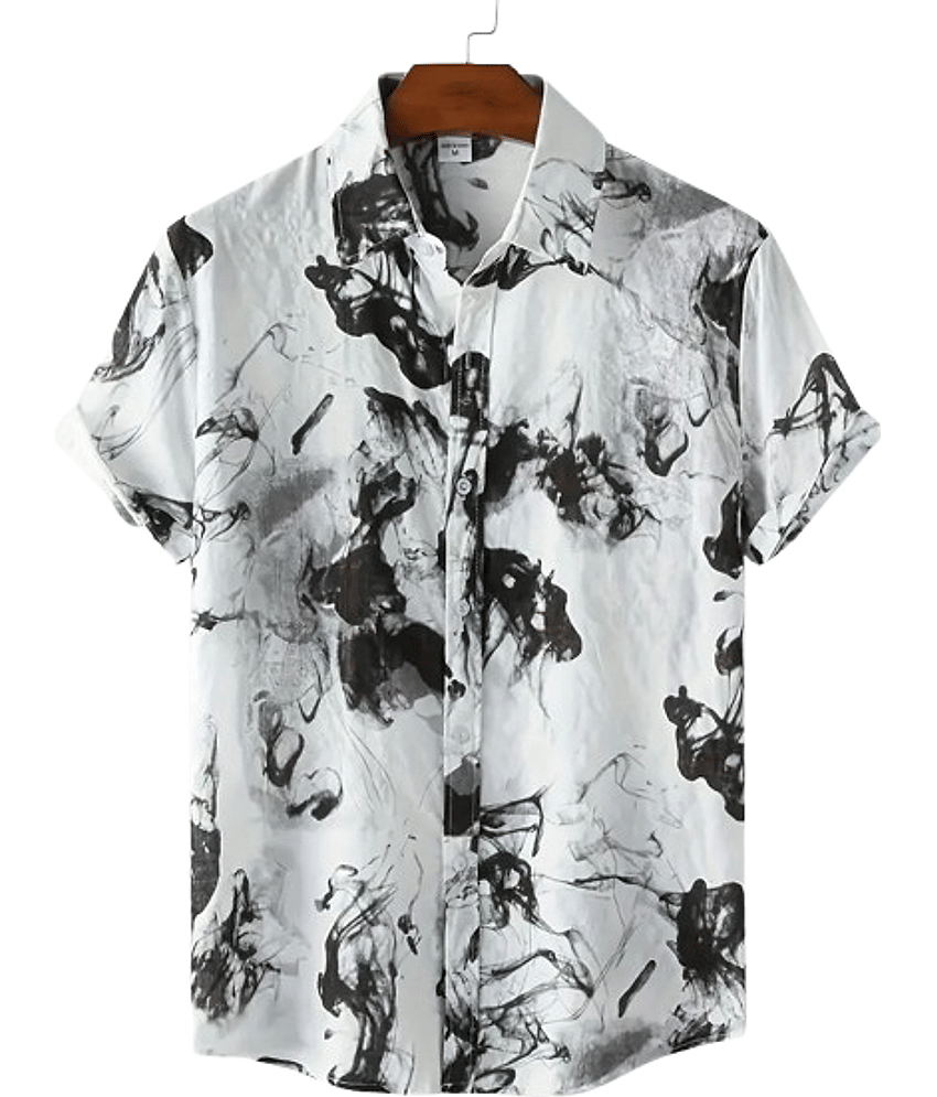 AAPSKA Rayon Flex Regular Fit Printed Half Sleeves Men's Casual Shirt - Black ( Pack of 1 )