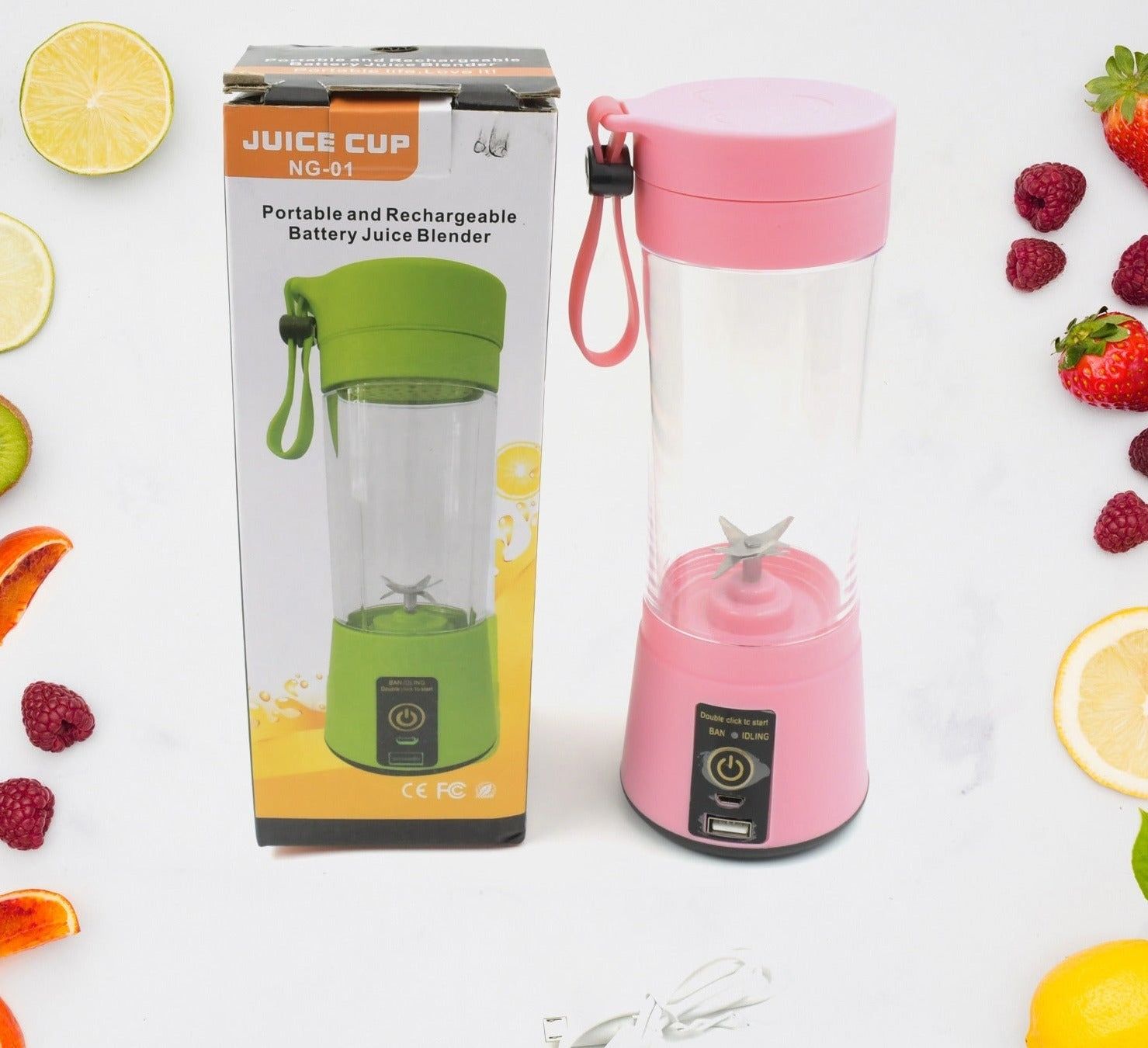 Portable USB Electric Juicer: 6-Blade Multi-Purpose Protein Shaker, Blender Mixer Cup (380 ML)-two slot charging