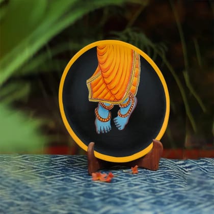 Hand-painted Pichwai Krishna Ji Foot Painting Wall Plate - 10'