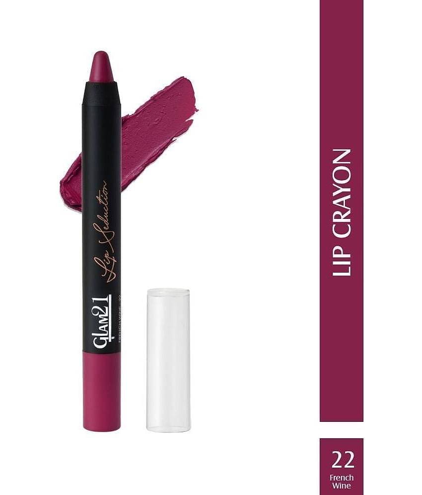 Glam21 Lip Seduction Non- Transfer Crayon Lipstick With Creamy Matte Formula 2.8gm French Wine-22
