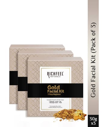 Richfeel Gold 1 Time Use Facial Kit For Normal Skin Gold 3 ( Pack of 3 )