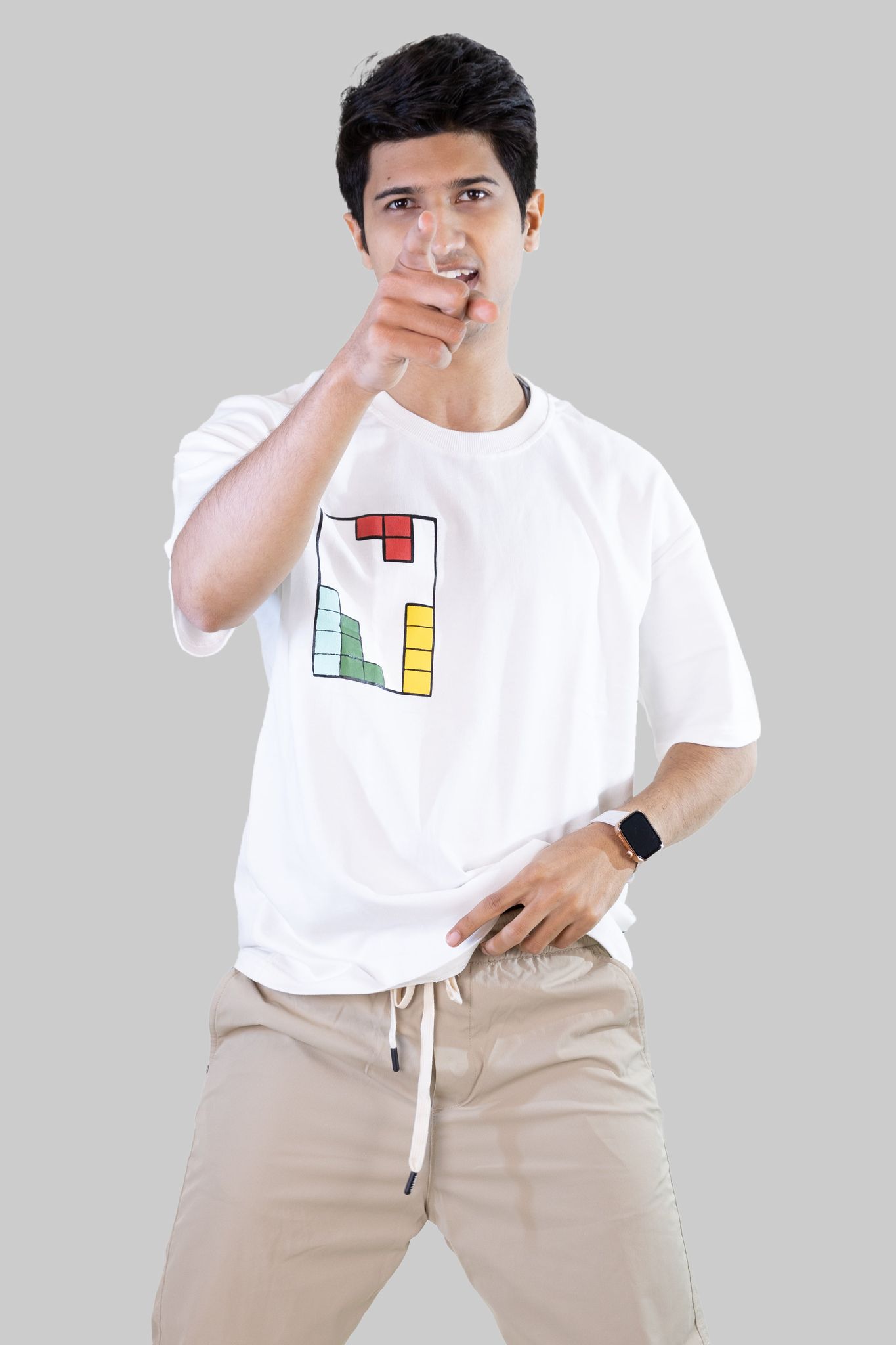 White Tetris Threads Drop Shoulder Tee-M