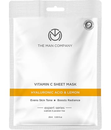 The Man Company Vitamin C Sheet Mask with Hyaluronic Acid & Lemon | Boosts Collagen, Brightening | Improves Skin Tone