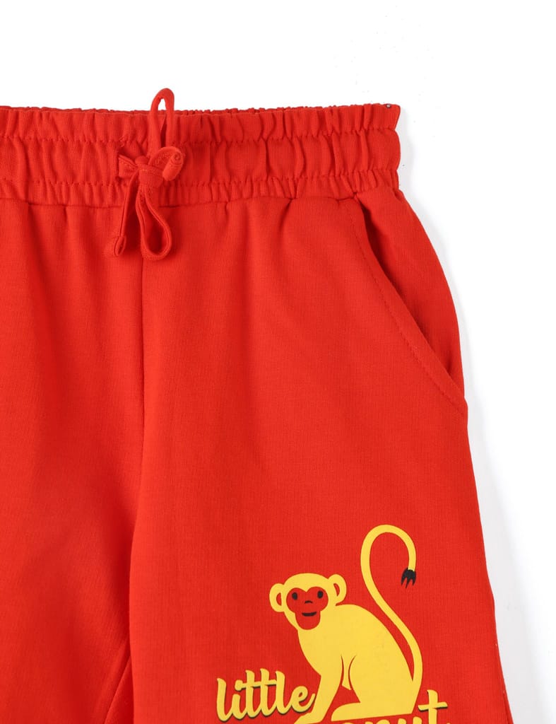 Luxurious Kids Boys Shorts Cotton French Terry Fiery Red Peanut Monkey 2025 at ShopCircuit | OND