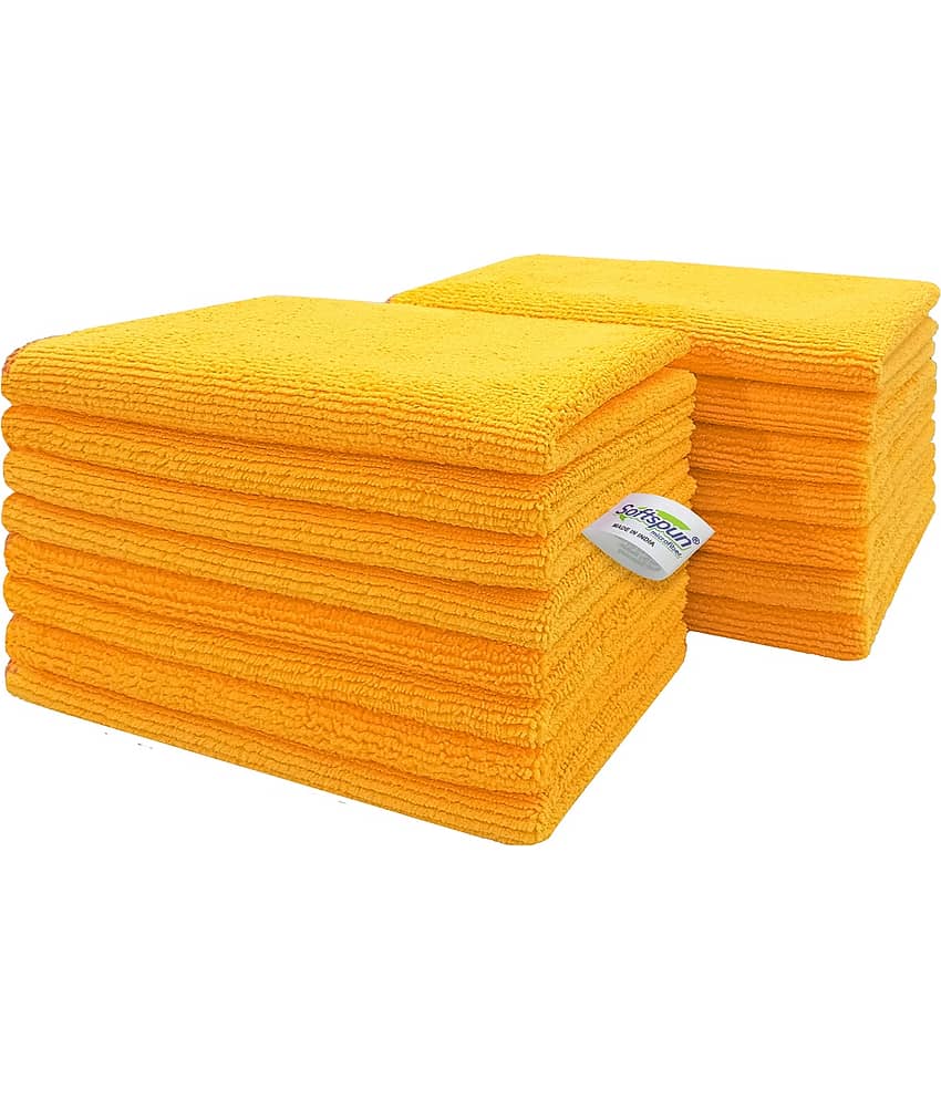 SOFTSPUN Microfiber Cloth -15 pcs - Small - 20x30 cms - 340 GSM Orange - Thick Lint & Streak-Free Multipurpose Cloths -Automotive Microfibre Towels for Car Bike Cleaning Polishing Washing & Detailing