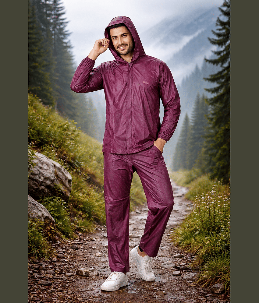 Sindon Maroon Nylon Men's Rain Suit Set ( Pack of 1 )