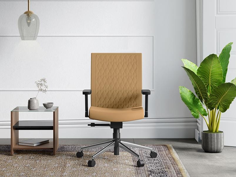Prime Full Back Knitted Fabric Ergonomic Office Chair (Saddle Brown) (1-Year Warranty, Adjustable Armrest)