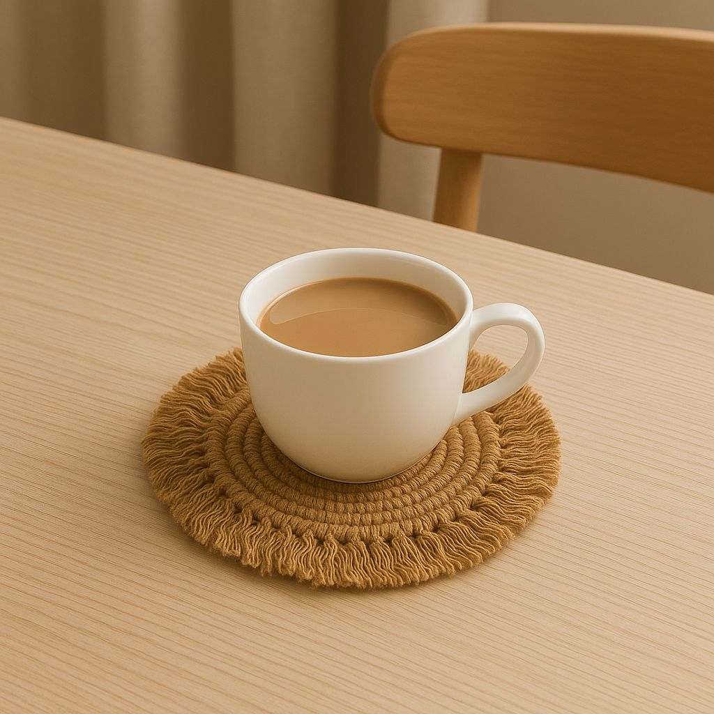 Boho Macramé Tea Coaster Set (6 Pieces)