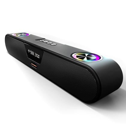 CrossBeats Blaze B24 Bluetooth Soundbar 24W, Gaming RGB Lights, AUX, Bluetooth, USB, FM & TWS I Fast SnapCharge Battery, Multiport Connectivity, BT Speaker for TV, Mobile, PC, Laptops, Tablets Black CrossBeats Blaze B24 Bluetooth Soundbar 24W, Gaming RGB