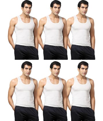 VIP Pack of 6 Cotton Basic Vest For Men ( White )