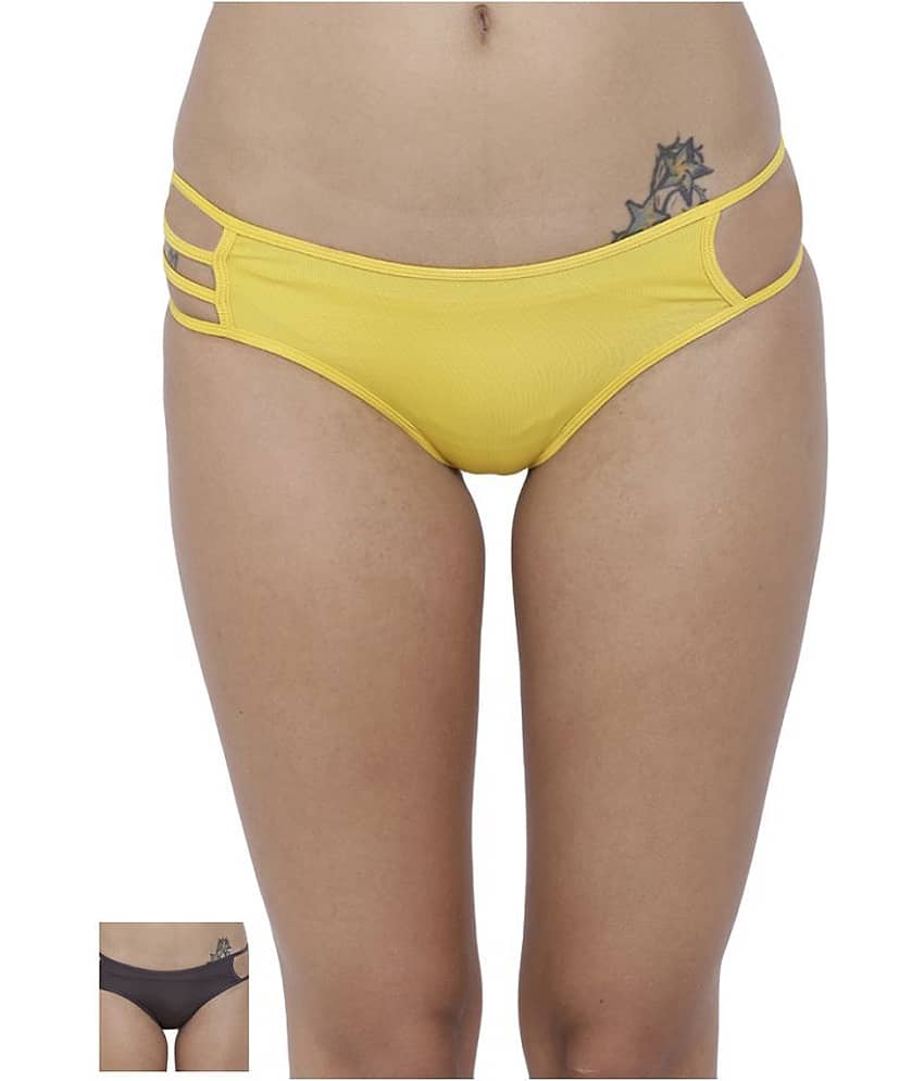 BASIICS By La Intimo Pack of 2 Polyester Women's Bikini Panties ( Multi Color )