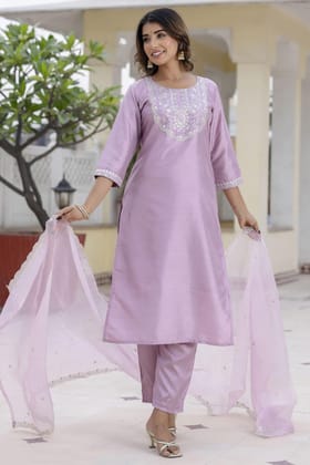 Womens Kurta Pent Dupatta Set Baby Pink Resort Suit