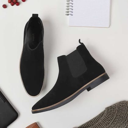 Men Chelsea Boots Suede-Classic Black / 6