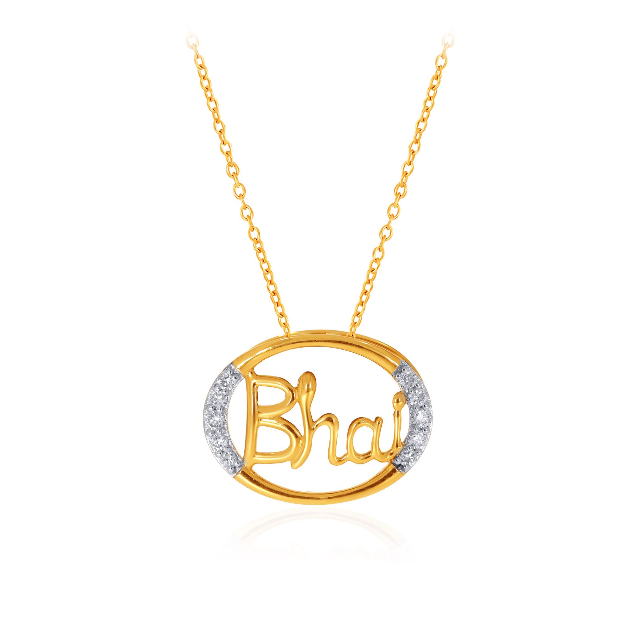 Senco Gold Beloved Brother Diamond Rakhi Pendant ( 0.88 gm/0.11 ct/HI-SI/18K Yellow Gold )