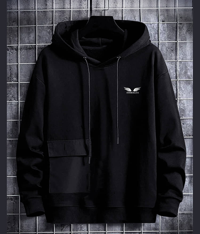 Eyebogler Cotton Blend Hooded Men's Sweatshirt - Black ( Pack of 1 )