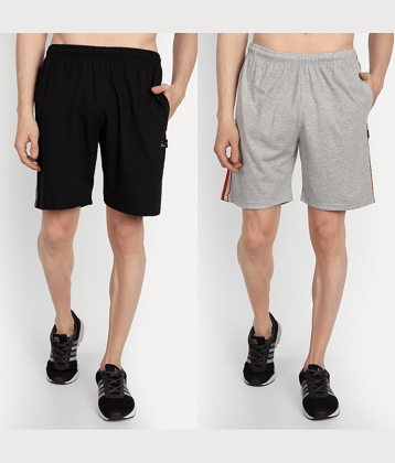 Zeffit - Multicolor Cotton Blend Men's Shorts ( Pack of 2 )