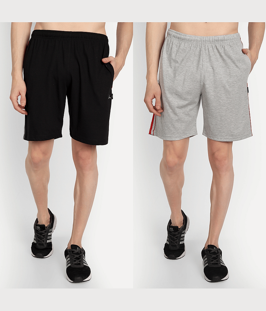 Zeffit - Multicolor Cotton Blend Men's Shorts ( Pack of 2 )