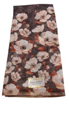 Elegant Floral Print Chiffon Saree