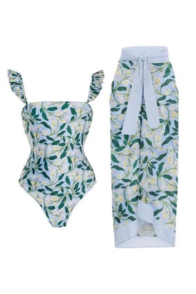 Martini Printed Swimsuit With Sarong-L-XL