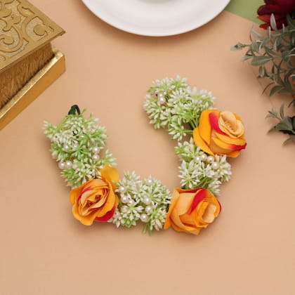 Mustred Yellow Color Flower Gajra For Women Hair Pin-Default Title / Mustard / Synthetic