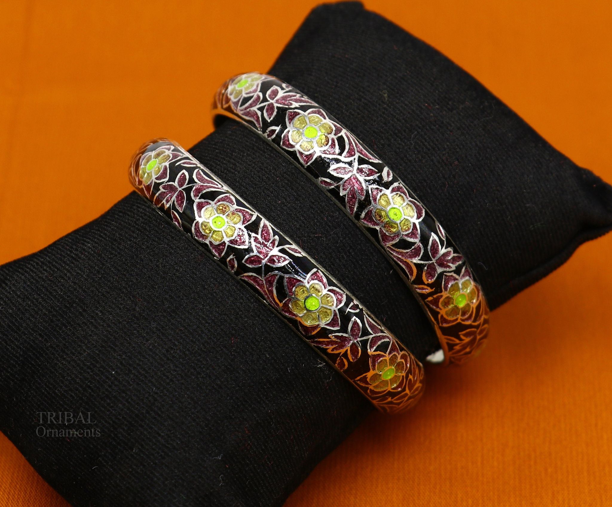 925 Sterling silver handmade amazing meenakari (color enamel )bangle bracelet vintage antique style jewelry from Rajasthan india nba282 (Copy)