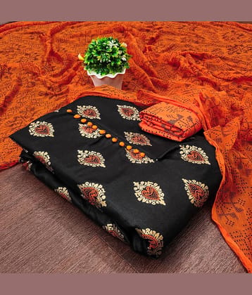 Rangtulika Ethnics Unstitched Cotton Blend Embroidered Dress Material - Orange ( Pack of 1 )
