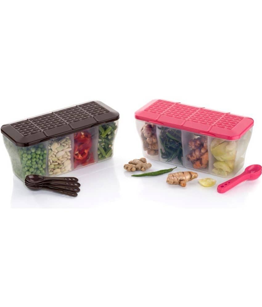 MAGICSPOON Plastic Multicolor Multi-Purpose Container ( Set of 2 )