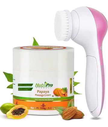 NutirPro Papaya Massage Cream With 5in1 Face Massager | Aloe Vera Extract, Papaya Extract,150GM