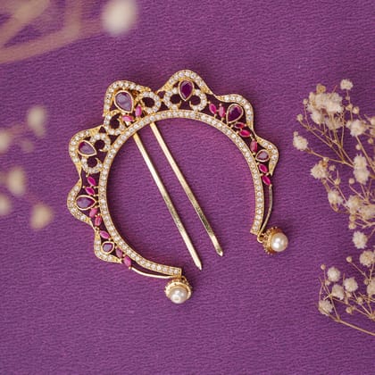 Royal Embellished Judapin-Red-White / Gold Plated / Free Size