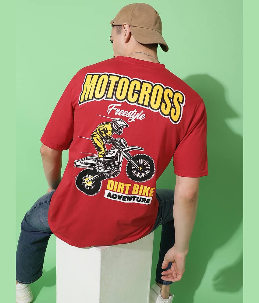 BUKKL Cotton Oversized Fit Printed Half Sleeves Men's Round T-Shirt - Multicolor6 ( Pack of 1 )