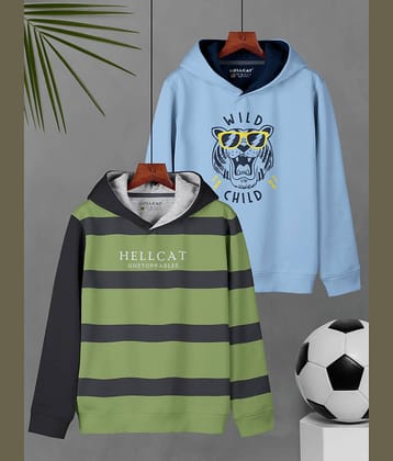 HELLCAT Pack of 2 Boys Cotton Blend Sweatshirt ( Green )