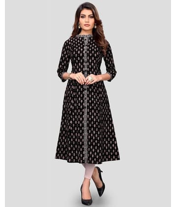 Vbuyz - Black Cotton Women's A-line Kurti ( Pack of 1 )