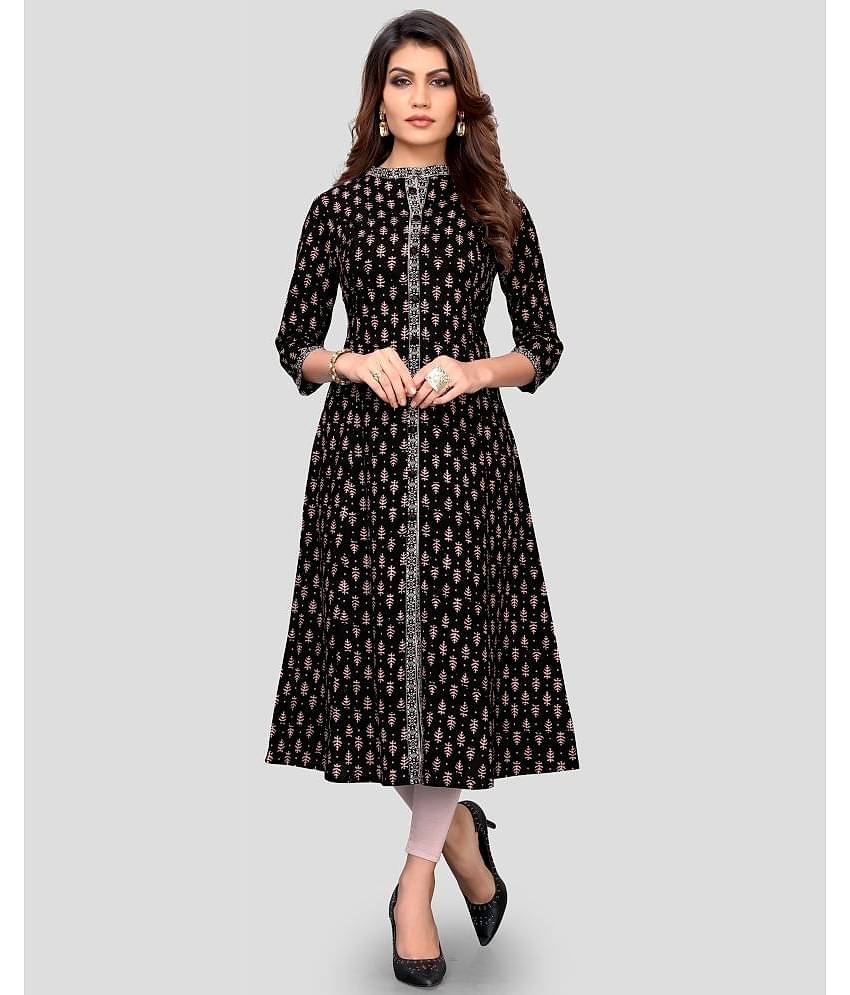 Vbuyz - Black Cotton Women's A-line Kurti ( Pack of 1 )
