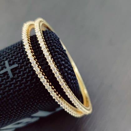 Elegant Gold plated Bangles (Pack of 2)-White / Gold Plated / 2.4
