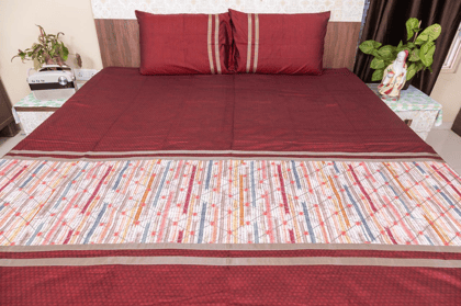 Premium King Size Cotton Bed Cover, Elegantly Embroidered With 2 Pillow Covers (Model1)