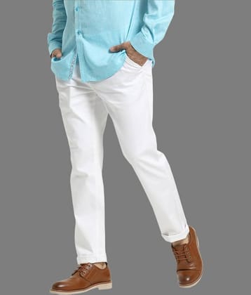 HALOGEN - White Cotton Lycra Skinny - Fit Men's Chinos ( Pack of 1 )