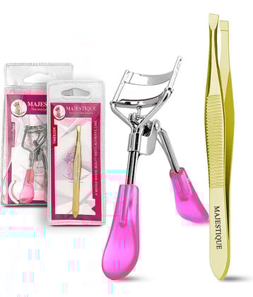 Majestique Eyelash Curler with Tweezer Premium Lash Curler Eye Lash Curler for Women (Pack of 2)