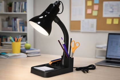 SPARKWORLD Black Adjustable LED Study Lamp Flexible Desk Light for Reading, Study & Work (Clamp Base) | Size: 6x 22 cm