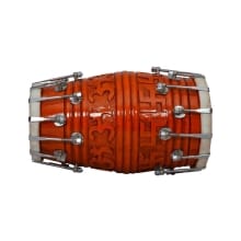 New Instrument musical Om and Swastik Carving design Wooden Dholak with NutBolt