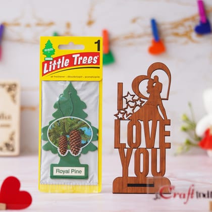 Couple with I Love You Decorative Showpiece & Royal Pine Air Freshener