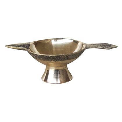 Brass Table Decor Oil Lamp Deepak No. 3  - Traditional Brass Diya for Temple Lighting, Height : 1.4 Inch (FMAS626 D)